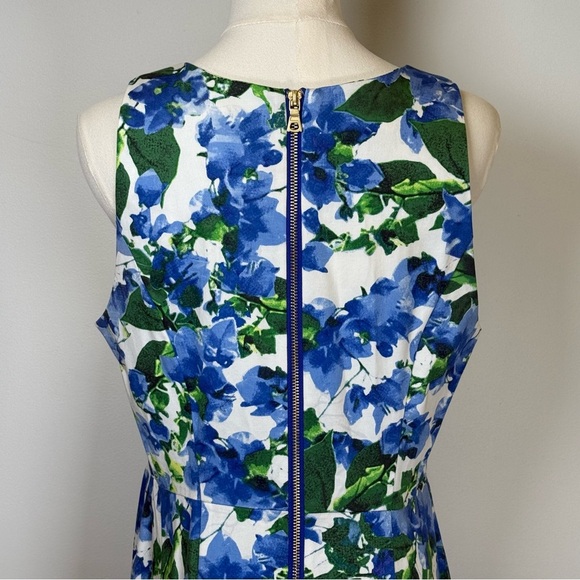 MILLY Capri Floral Sleeveless Dress Cotton Fit And Flare Women’s Size 10 - Picture 6 of 12